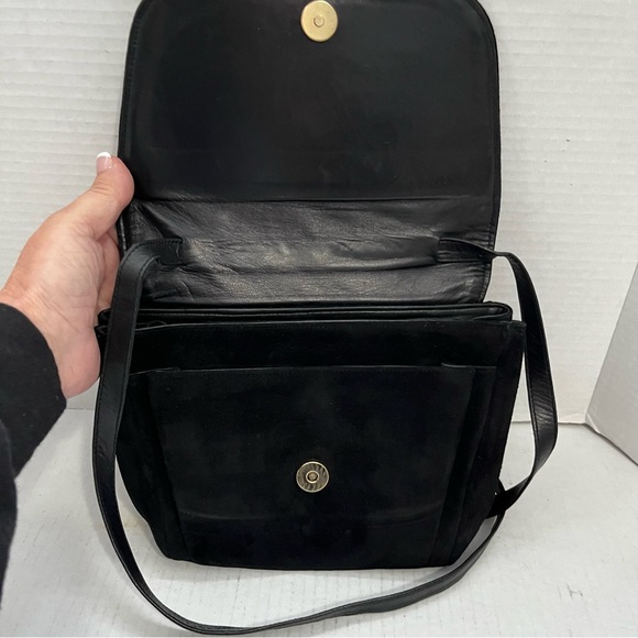 90s VINTAGE STUART WEITZMAN CROSSBODY BAG IN LEATHER/SUEDE AND BROWN CROC FLAP - Picture 6 of 11